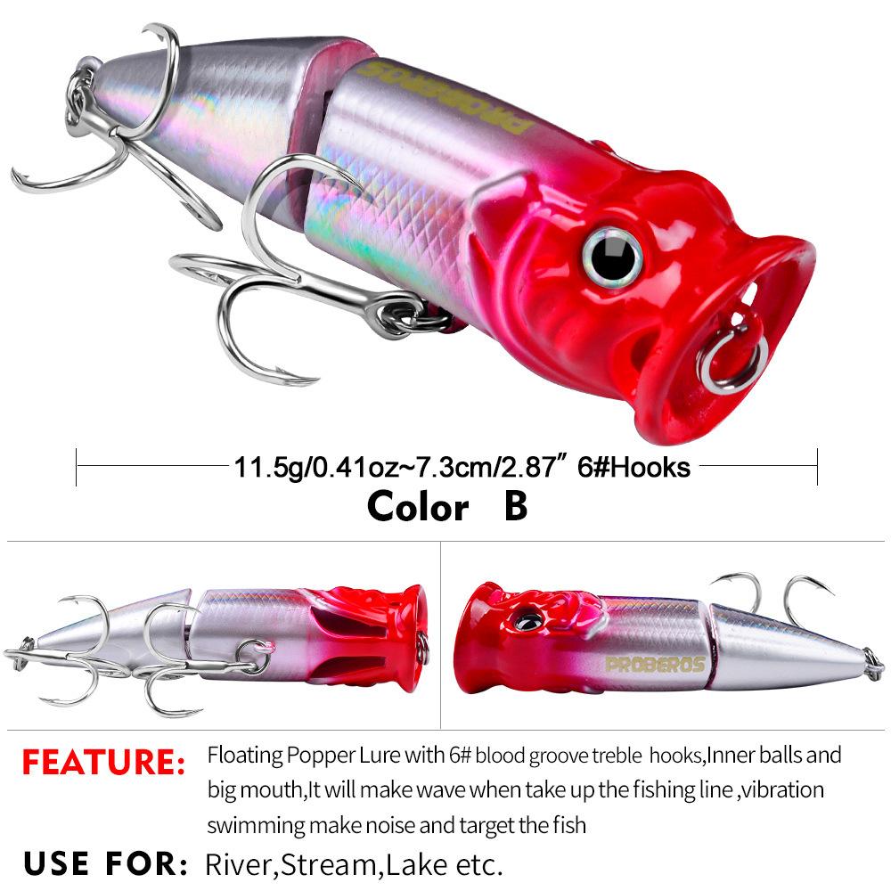 Floating Water Wave Climbing Road Subbait 7.3cm 11.5g Simulated Fish Bait Big Mouth Water System Poppa Bait Hard Bait