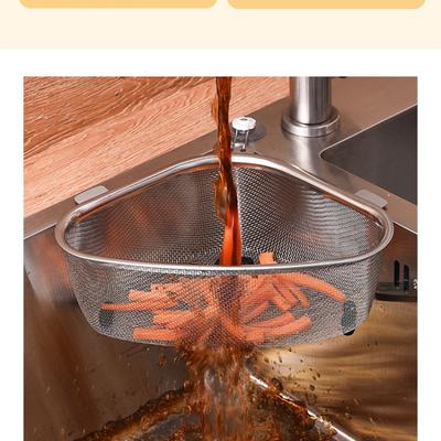 Cestello di scarico per lavello da cucina, triangolo in acciaio inox, per alimenti, verdure, sbucciatura delle uova, filtro, organizer per la conservazione, scaffale da cucina, scolapiatti