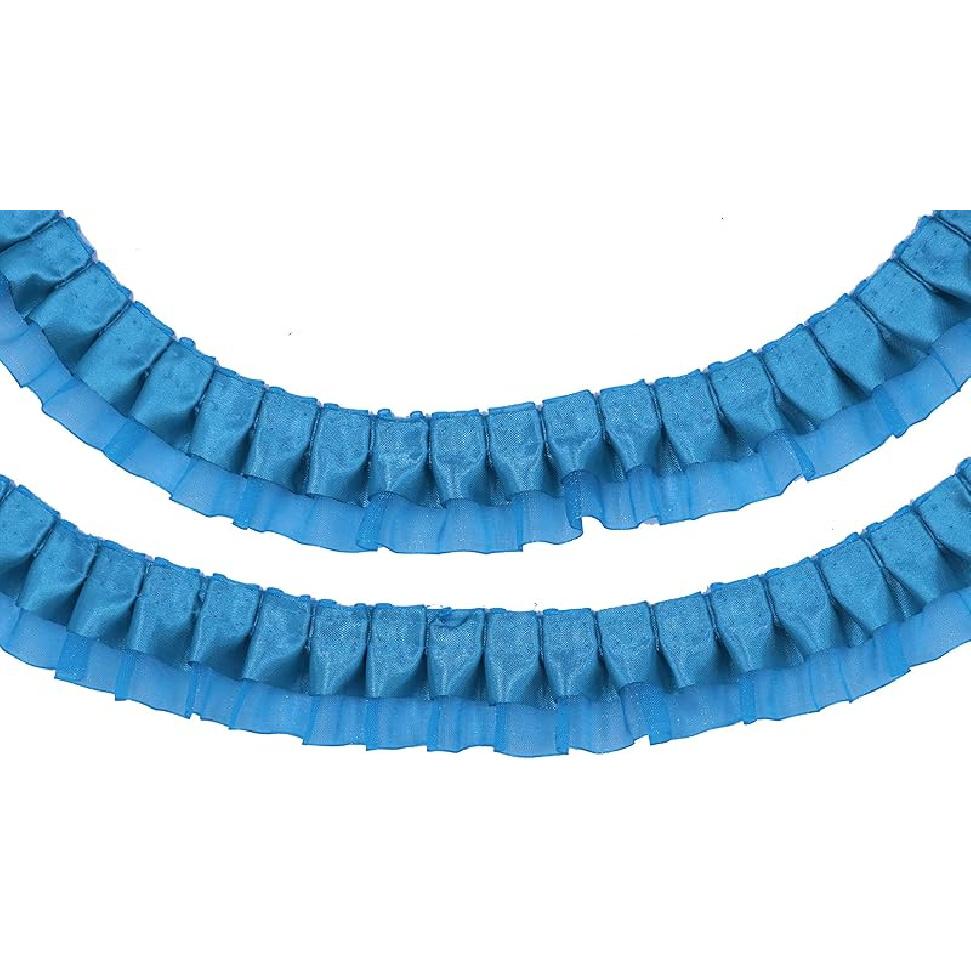 YYCRAFT Pack of 5y Two Tone Satin Organza Lace Edge Trim 1.5" Wedding Ribbon Sewing (Royal)