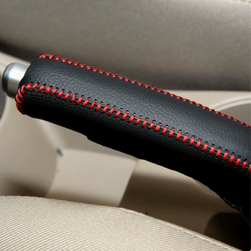 Car PU Leather Gears Handbrake Shift Lever Cover Collars Handbrake Anti-Skid Auto Parking Hand Brake Cover