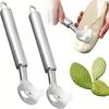 2 Pieces Multi-Function Nopal Cactus Peeler Cutter Stainless Steel Pelador De Nopales with Groove Edge Ergonomic Cactus Peeling Spoon Safe Easy Thorn