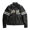 Exporting Japanese locomotive retro leather jacket men's stand-up collar leather letter full-grain scalper jacket