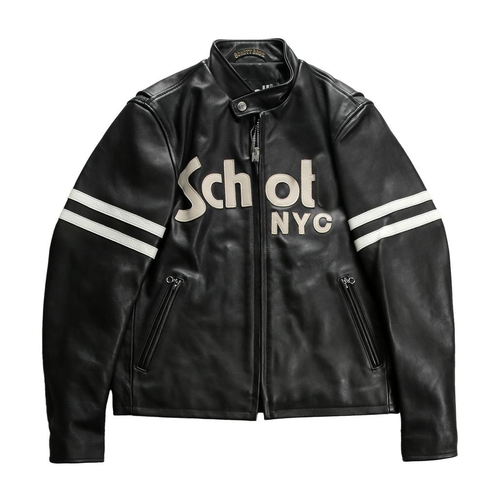 Exporting Japanese locomotive retro leather jacket men's stand-up collar leather letter full-grain scalper jacket