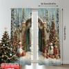 2pcs 2D flat printing Merry Christmas Popular Curtain Snow Arch Machine Washable Polyester Without Electricity Festive Curtains
