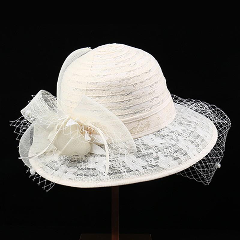 Summer lace breathable sun hat women's mesh flower pot hat sun hat fashion versatile crimped top hat