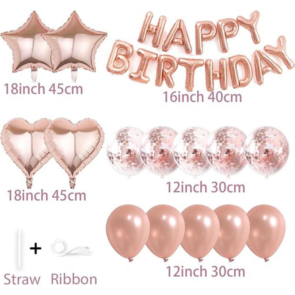 Latex/Aluminum Film Happy Birthday Balloon Garland Kit Heart Star Balloon Wall Backdrop  Birthday
