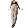 White linen tencel wide-leg women's pants, spring/summer high-end loose simple straight-leg pants, paper-thin cotton-linen casual women's trousers