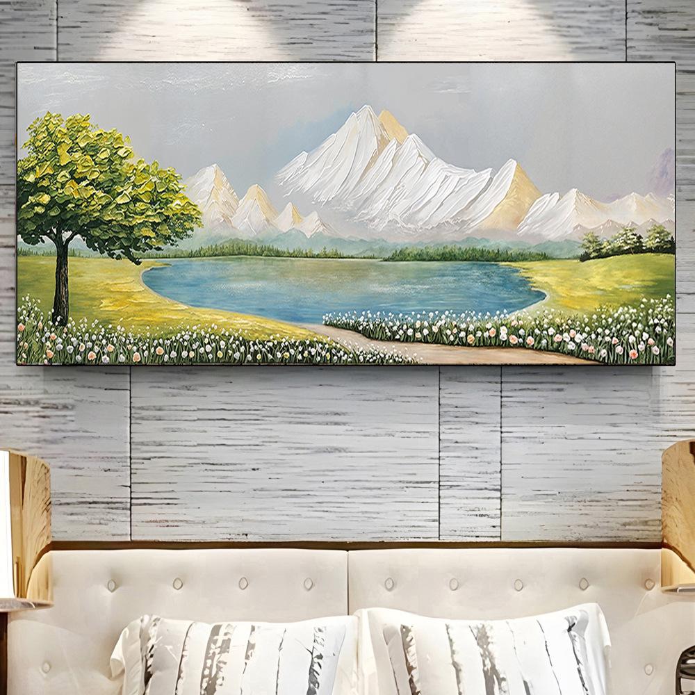 Póster de Papel Pintado Estilo Pintura al Óleo con Paisaje de Lago sin Marco para Decoración de Sala de Estar/Dormitorio