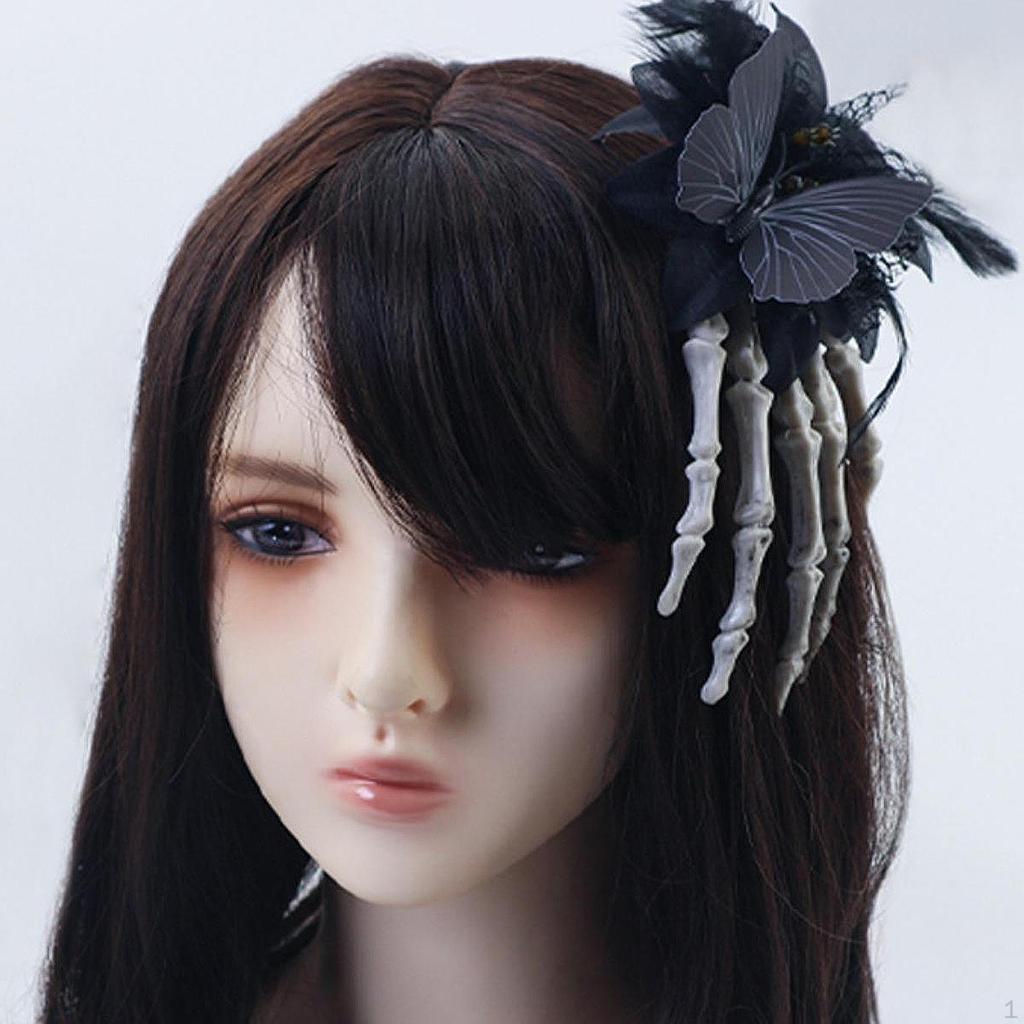 2 Pieces Halloween Hair Clips Barrettes Hairpin Skeleton Hand Jaw for Cosplay