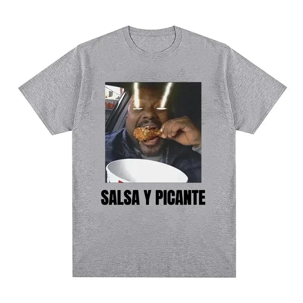 Chicken Eating Funny Meme T-shirt for Men and Women, High Street Fashion 90s Retro Pattern Cotton Casual Short Sleeved T-shirt