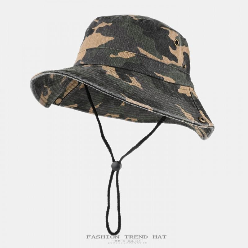 Camouflage Bucket Hat Men Women Sun Protection Outdoor Hiking Fishing Wide Brim
