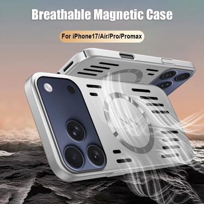 Für Atmungsaktive Wärmeableitende Hülle Für Für Iphone 17 Air 16 15 14 13 12 Pro Max Magnetisch Stoßfest Metallische Lackierung PC Abdeckung