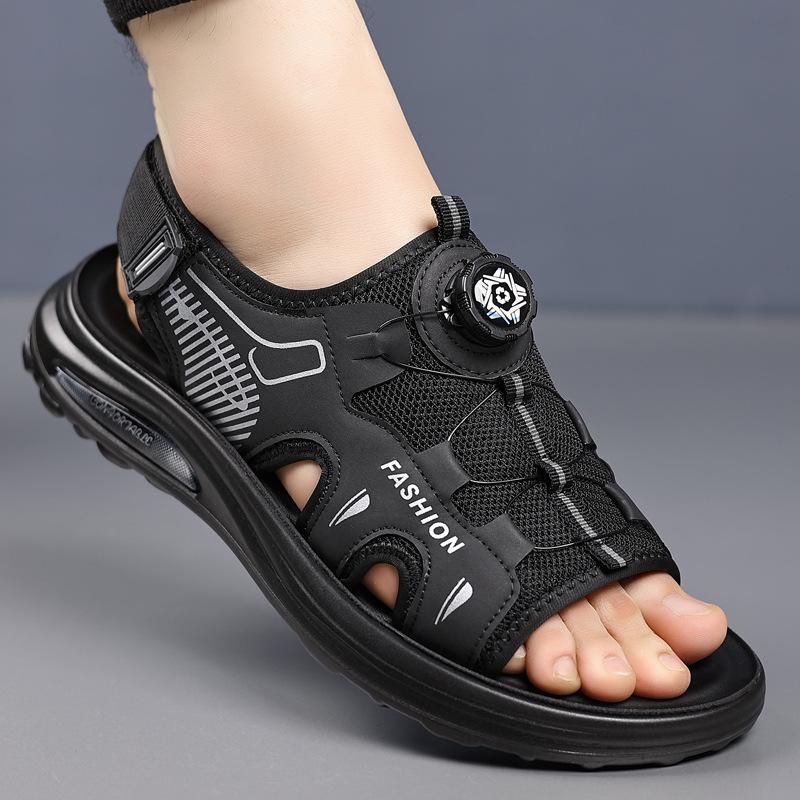 Fashion 2025 Summer New Rotate The Button Sandals for Men Fashion Casual Mesh Beach Shoes Male Solid Color Hallow Designer Sandals Man