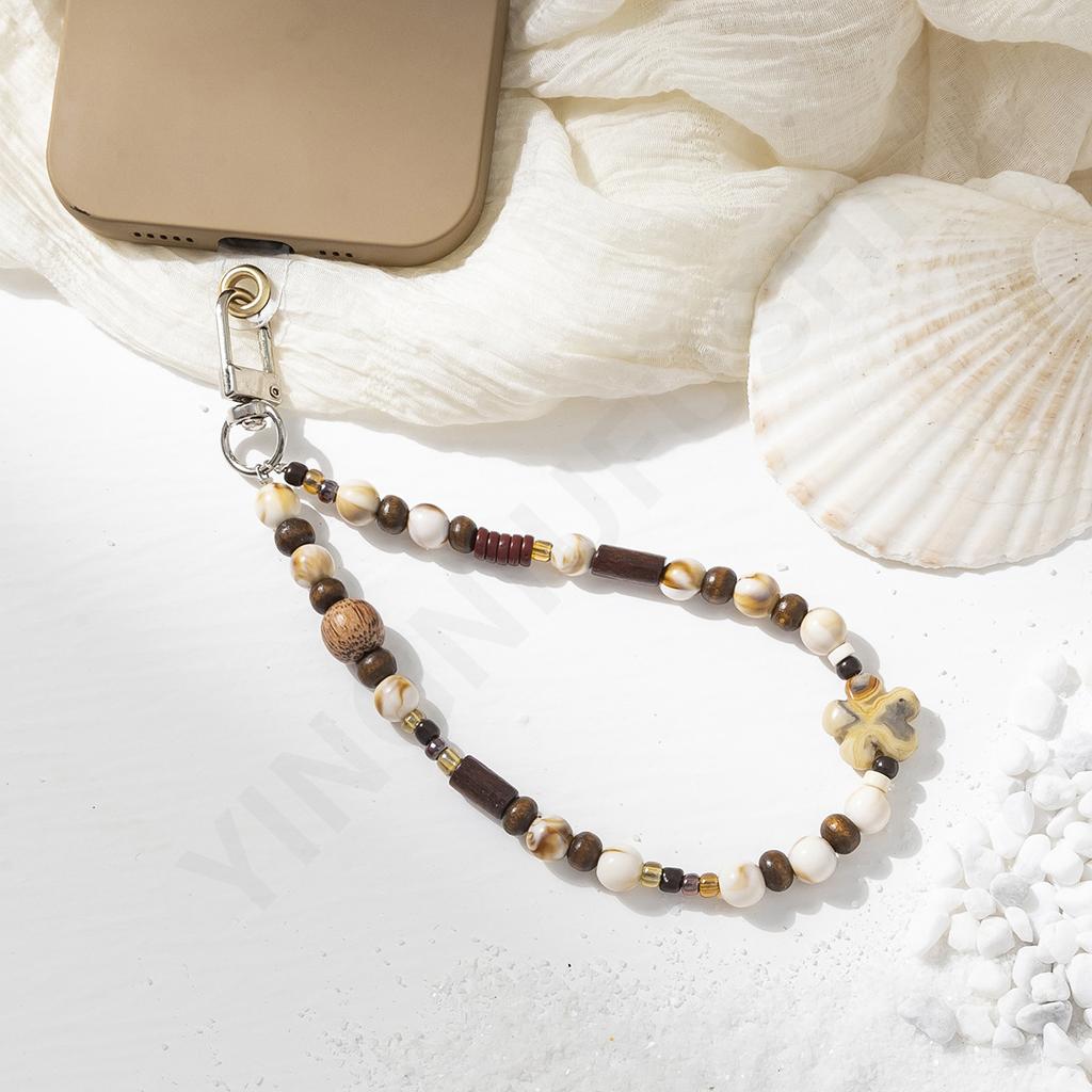Natural Stone Beaded Mobile Phone Chain Women's Fashion Design Sense Mobile Phone Lanyard Short Anti-lost Mobile Phone Lanyard
