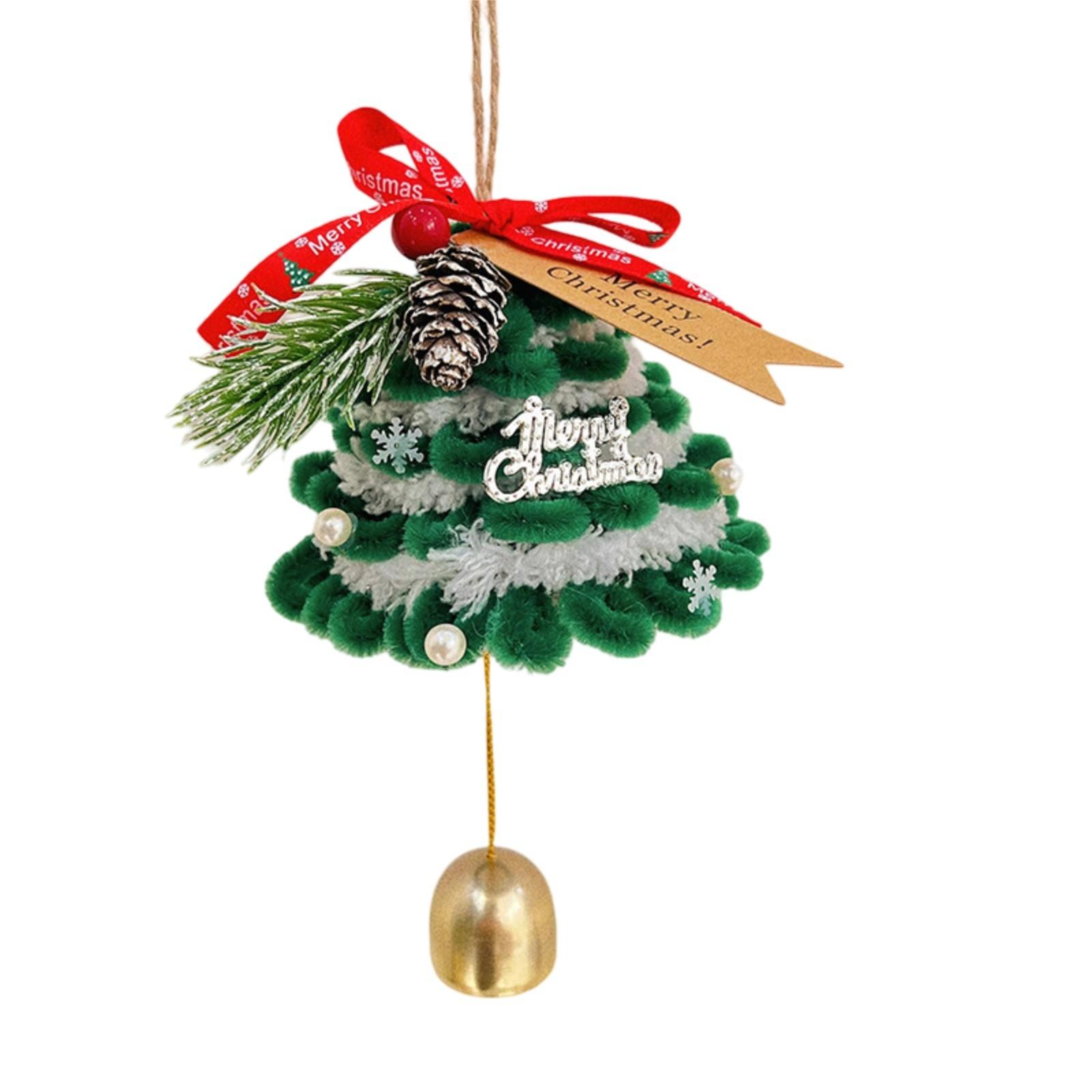 

Рождественская елка ручной работы, креативное рождественское украшение на зеркало заднего вида автомобиля Рождественская елка, плетеное вручную украшение на рождественскую елку One Size