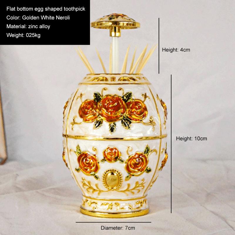 Automatic Up Toothpick Holder Metal Vintage Color Electroplating Egg Shaped Creative Guest Tea Room Restaurant Supplies