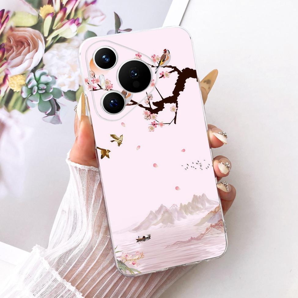 For Huawei Pura 70 Clear Case Aesthetic Luxury Cute Fashion Flowers Funny Painted Casing For Huawei ADY-LX9 ADY-AL00