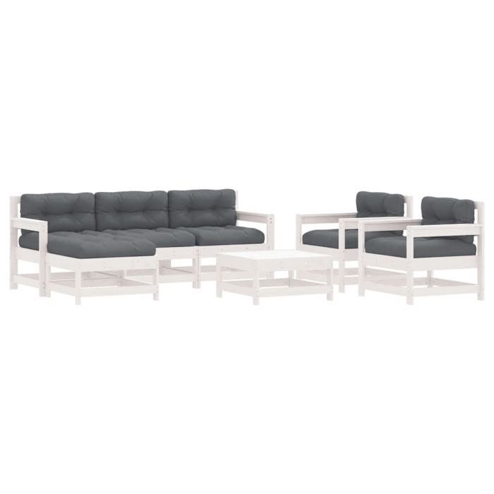 VidaXL Salon de Jardin avec Coussins 7 pcs, Canapé avec Dossier et Accoudoir, Ensemble de Meubles avec Table Basse Patio 3185830