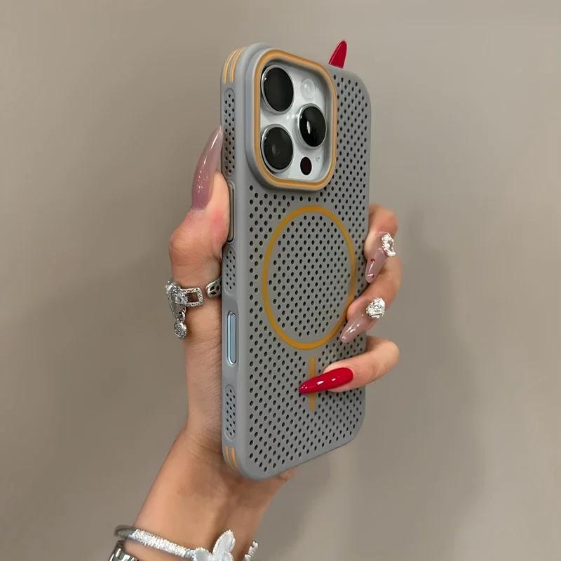 

Роскошный кейс-бампер с охлаждением Magsafe, цветной, для iPhone 17 16 15 14 13 12 Pro Max 16 Plus 17 Air, с магнитным креплением, задняя крышка For iPhone 16