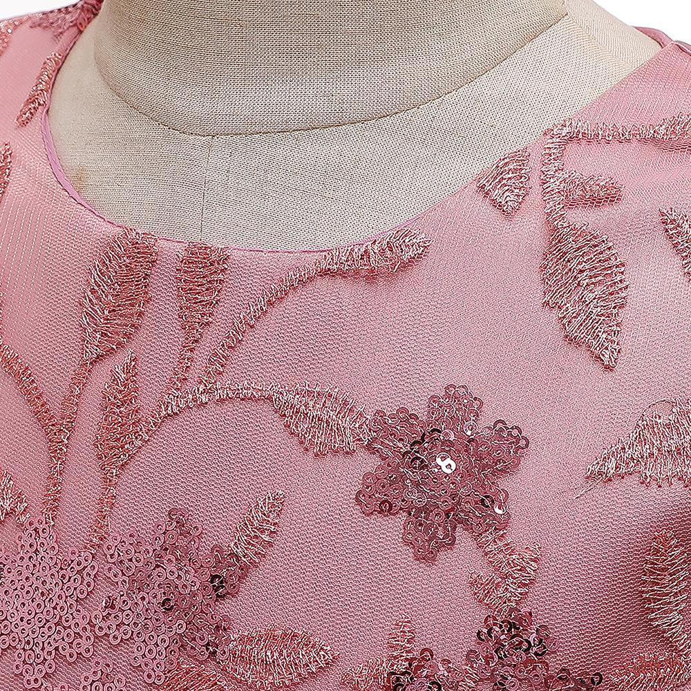 Embroidered Swallowtail Bow Dress with Flutter Sleeves for Flower Girls