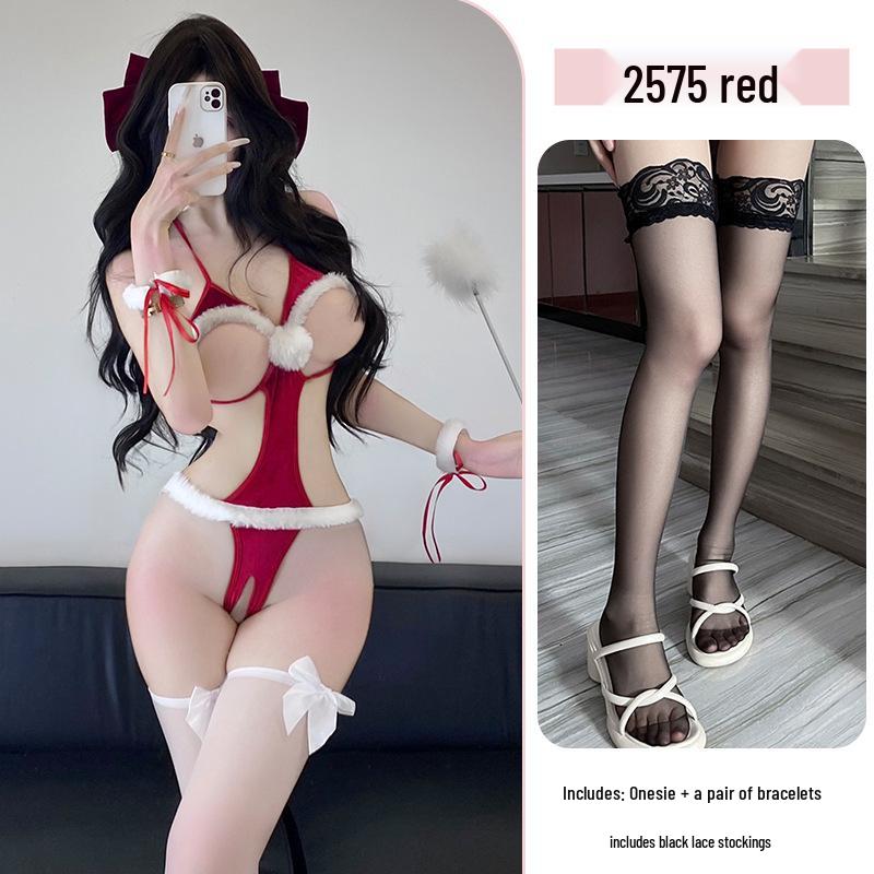 Women's Sensual Christmas Lingerie Three-Piece Bodysuit for Role Play 2575