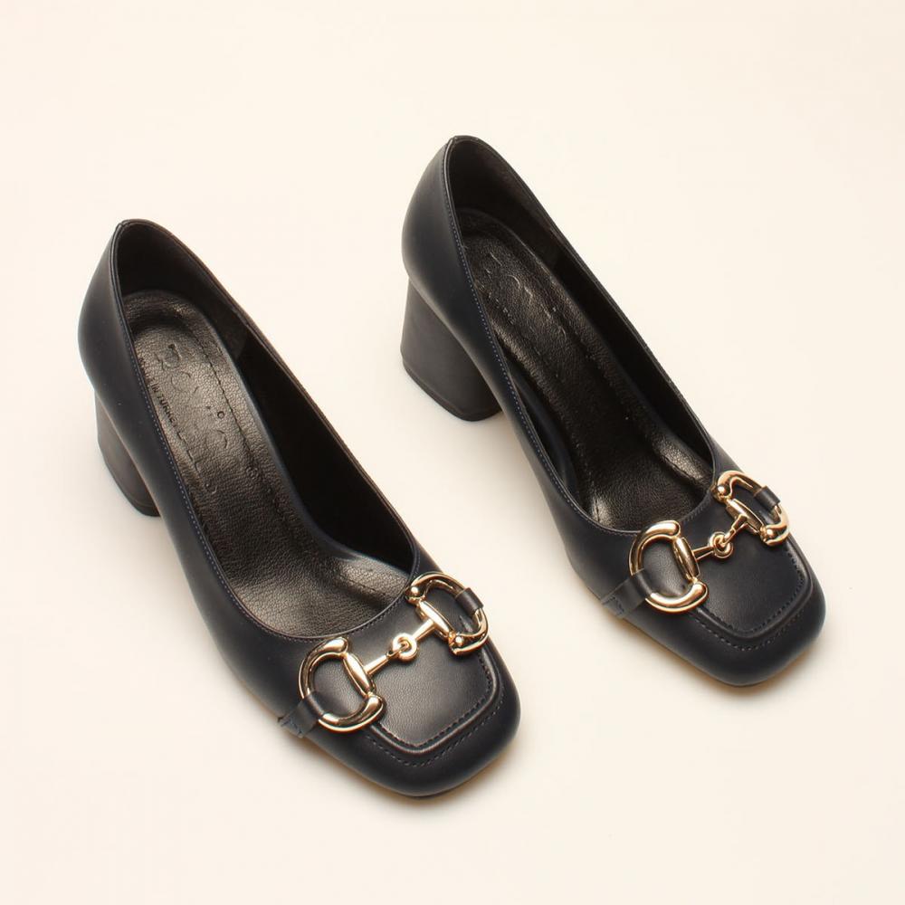 

Темно-синие женские классические туфли на каблуке с кожаной пряжкой и каблуком 36 темно-синий