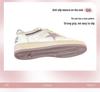 Women's Retro Patchwork Distressed Star Sneakers - Spring 2025, Casual Lace-Up Flat White Shoes
