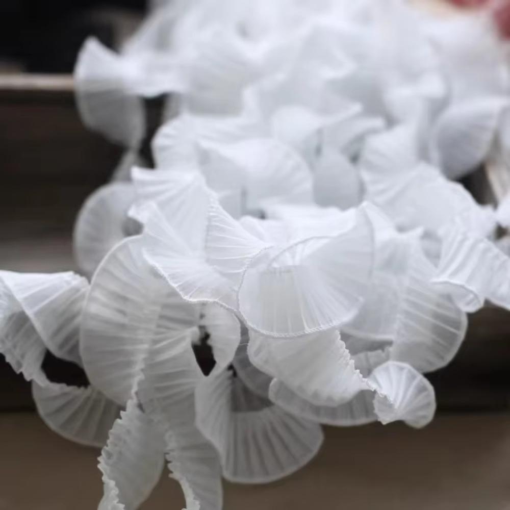 Кружевная тесьма со складками-гармошкой, 3 см в ширину, для рукоделия, шитья, декора, вышитая кружевная отделка, минималистичная цветная отделка для одежды