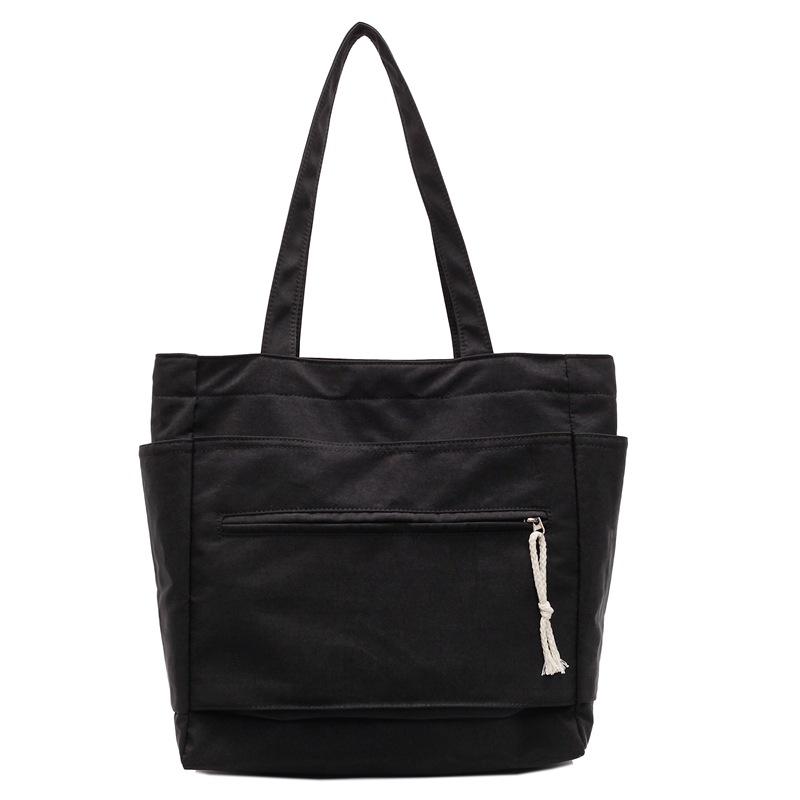 New Large-capacity Business Commuting Fashion New Large-capacity Soft Surface Solid Color Canvas Shoulder Bag