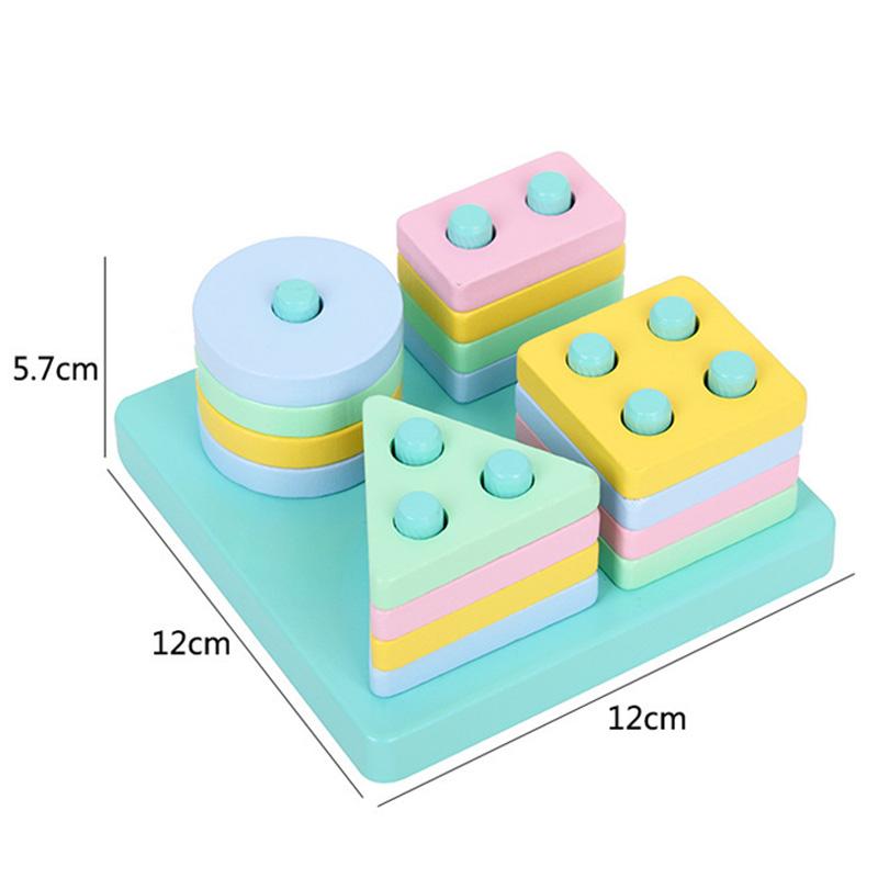Children Wooden Toys Clock Rainbow Tower Caterpillar Around Beads Shape Matching Kids Montessori Early Education Toy TMZ