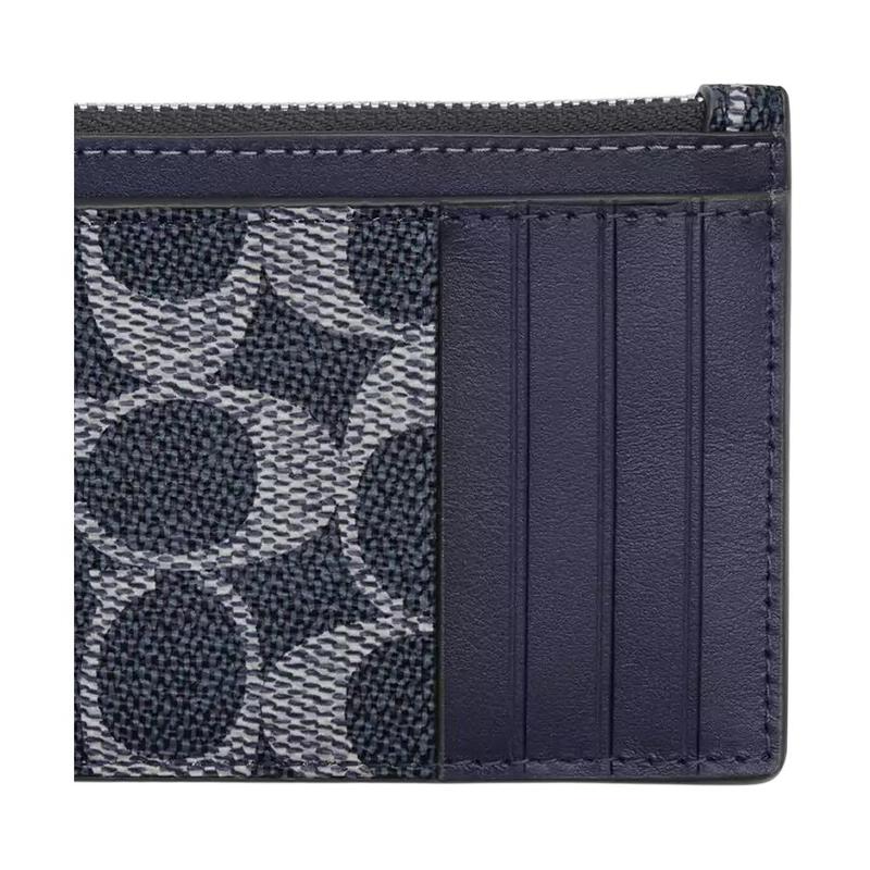 COACH wallet Card Case 12 Presbyopia printed all over, coated canvas and cowhide leather wallet, same style for men and women, couple Denim blue