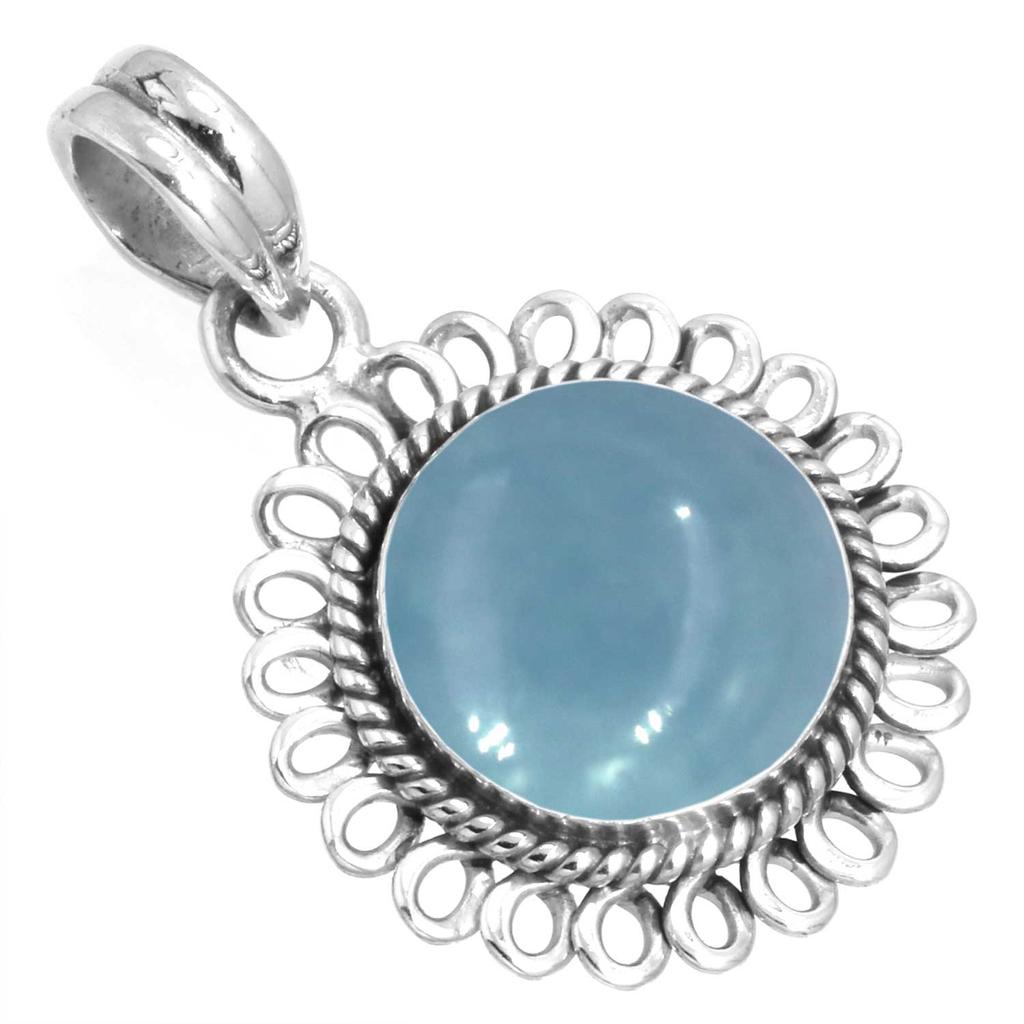 925 Sterling Silver Pendant Women Gemstone Handmade Jewelry Engagement Gift Amazonite Angelite Blue Opal Botswana Agate Mohave Azurite Chrysocolla