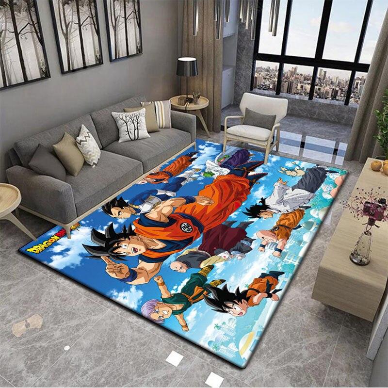 Novedosa y suave alfombra cuadrada de dibujos animados japoneses de Son-Goku para sala de estar, felpudo para cocina y baño, alfombra antideslizante multifunción.