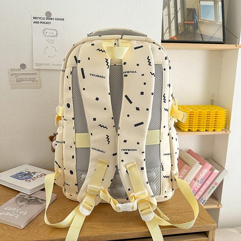 Girls' Junior High School School Bags Cute Printed Backpack High School Student Lightweight SchoolBags Large Sized Computer Bag for College Students
