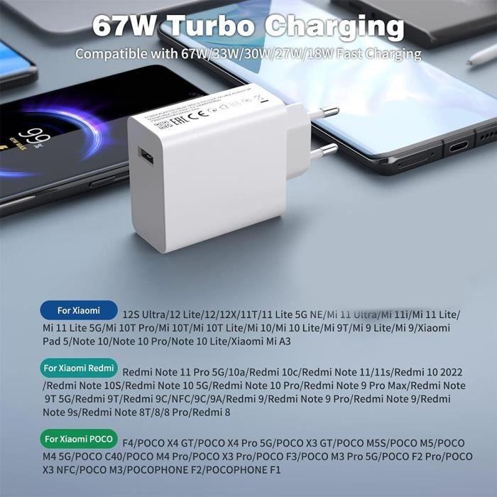 67W Fast Wall Charger Compatible with Xiaomi Redmi Note 14/13 Pro, Note 13 5G, Note 13 4G, Redmi 13C Redmi 14C
