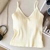 V Neck Tank Top for Women Double Lined Ribbed Sleeveless Basic Shirts with Built-in Bra Summer Padded Going Out Tops
