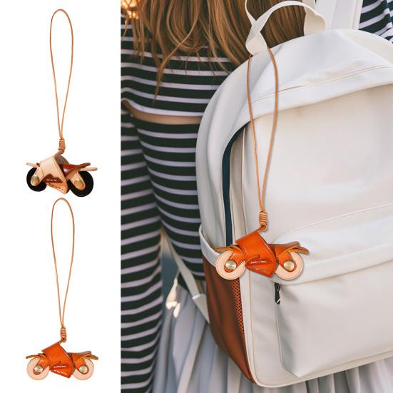 Faux Leather Motorcycle Hanging Decoration Handcrafted Retro Motorbike Keychain Handbag Backpack Christmas Tree Hanging Ornament