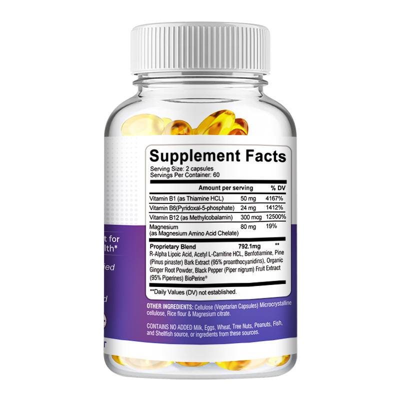 Alpha-lipoic acid extract capsules, all-natural, joint support, gluten-free, non-GMO, suitable for both men and women.