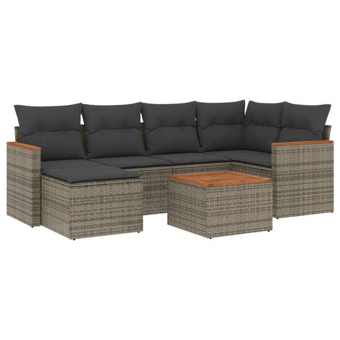 VidaXL Garden Lounge Set with Cushions 7 Pcs, Patio Sofas, Patio Furniture Set, Outdoor Furniture, Grey 3258588