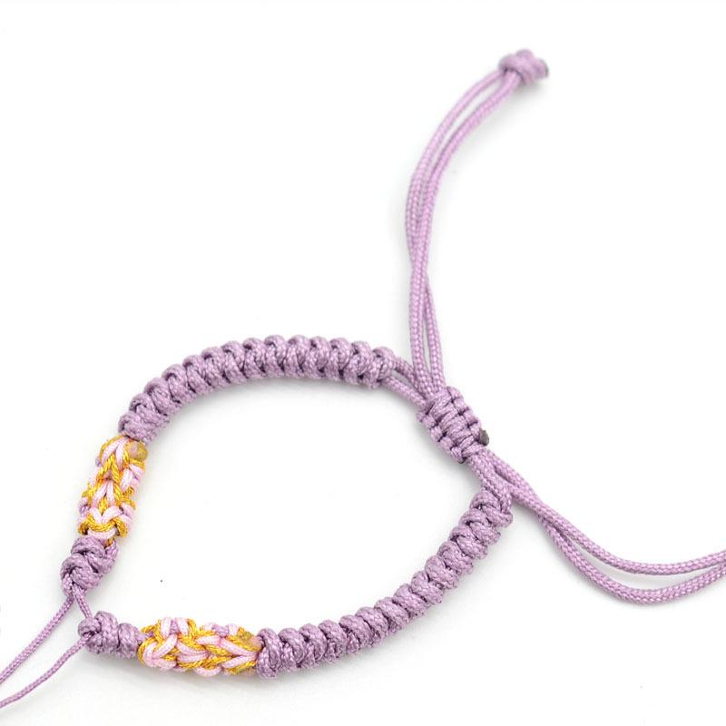 Handwoven Peach Blossom Knot Bracelet with Silver Peace Buckle and Optional Beads