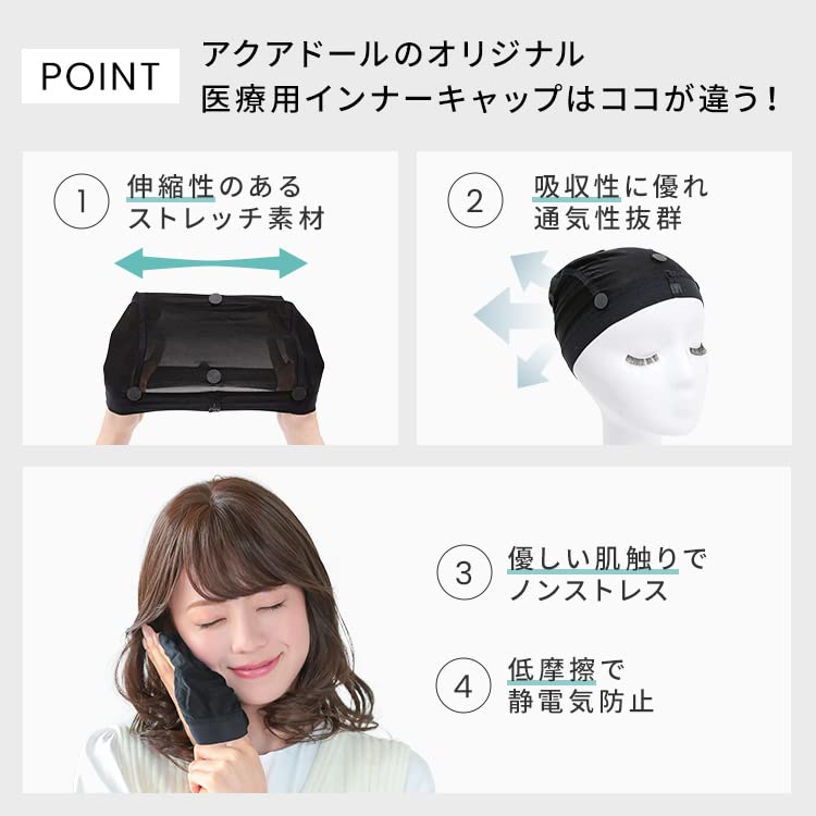 AQUADOLL Perucă Calotă Interioară cu Caracteristică Anti-Alunecare, Mărime Unică Potrivită Majorității (wgn024)