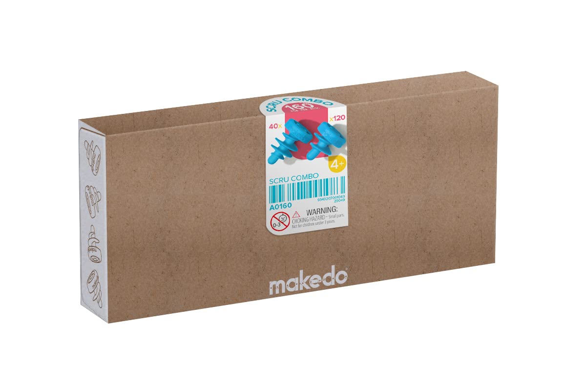 Makedo SCRU Combo 160 pieces mix SCRU+ Suitable ages 4 up Ideal STEM learning classroom.