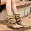Pointed short boots women's thin heel boots autumn and winter women's boots thin boots high heels suede short boots women's black