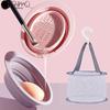 Silicone Makeup Brush Cleaning Bowl Powder Puff Cleaner Beauty Washing Scrubber Pad with Folding Brush Holder Makeup Tools