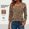 Spring new fashion simple leopard print top casual trendy three-quarter sleeve T-shirt
