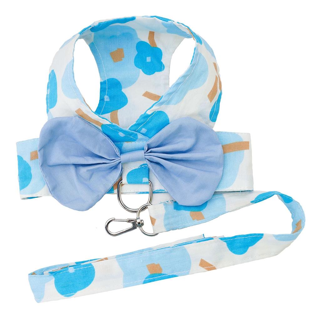 Classic Pet Harness and Leash Set,Summer Pet Clothes with Matching Leash and Cute Bow Decoration for Cats and Puppy Outdoor Walking Dogs