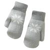 Korean-Style Cute Snowflake Lamb Wool Fingerless Winter Gloves: Thick, Warm, Double-Layered Mittens for Students.
