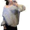 Rückenfreier Schleifen Grauer Alpaka-Wollpullover - Herbst Koreanischer Stil Slim Fit Pullover für Damen