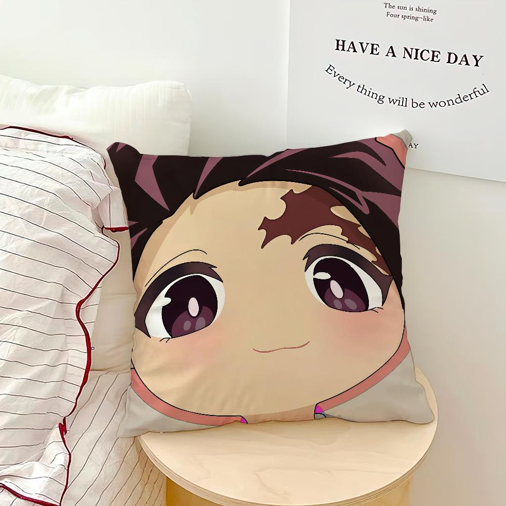 Anime Manga Art Chibi D-Demons S-Slayers Cushion Cover Soft Pillow Case For Sofa Living Room Home Office Decor Protective Covers