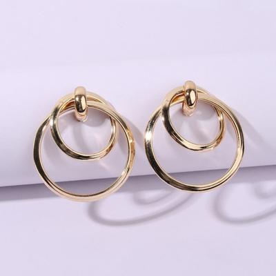 Korean Metal Elegant Hoop Earring Woman 2024  Vintage Geometric Statement Earrings Jewelry Gift